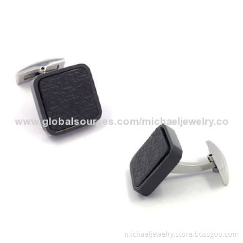 Stainless steel cufflinks, steel sheet plating IP black and fashionable decorative pattern